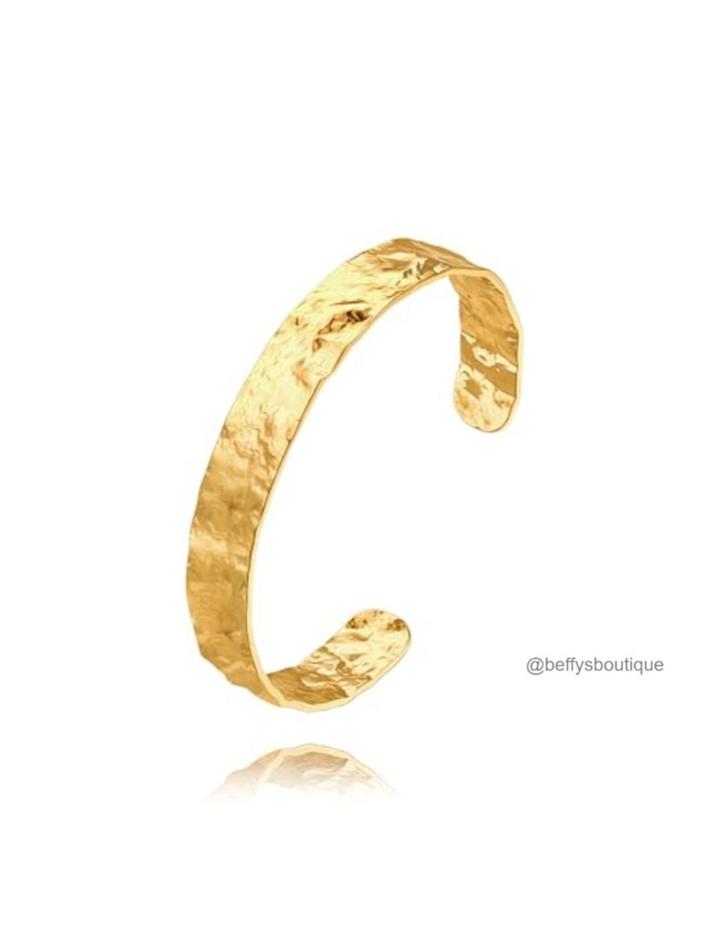18K Gold Plated Cuff Bangle Bracelet Hammered Adjustable Open Statement
